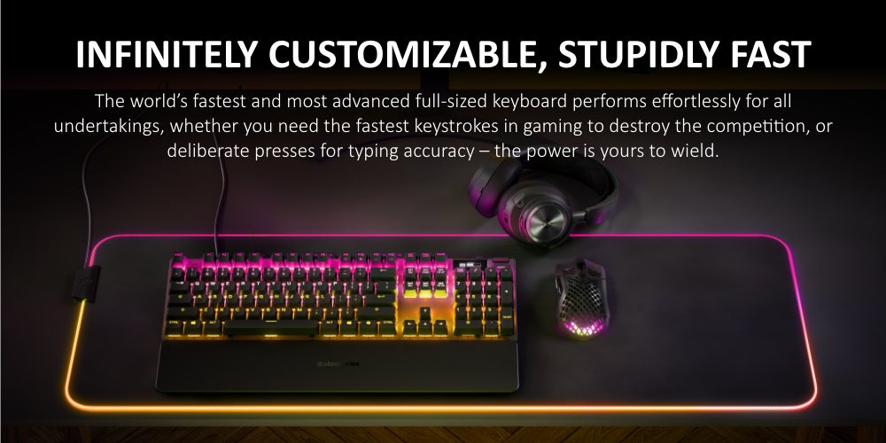 Apex Pro Mechanical Gaming Keyboard, Adjustable Actuation Switches, World’s Fastest Mechanical Keyboard, OLED Smart Display, RGB Backlit | 64626