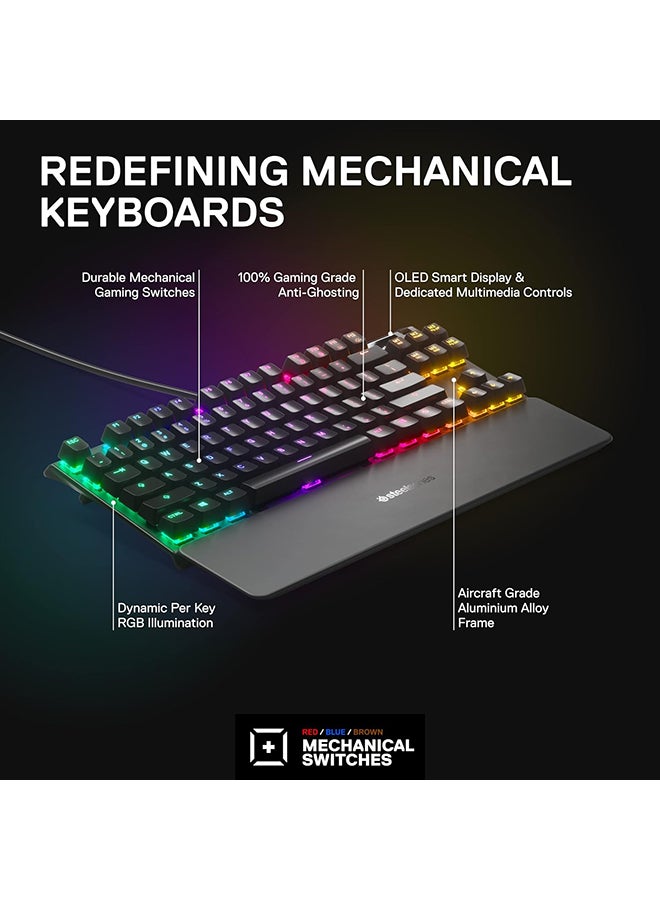 SteelSeries Apex 7 TKL Mechanical Gaming Keyboard, OLED Display, Red Switches, American QWERTY Layout