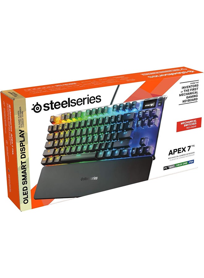 SteelSeries Apex 7 TKL Mechanical Gaming Keyboard, OLED Display, Red Switches, American QWERTY Layout