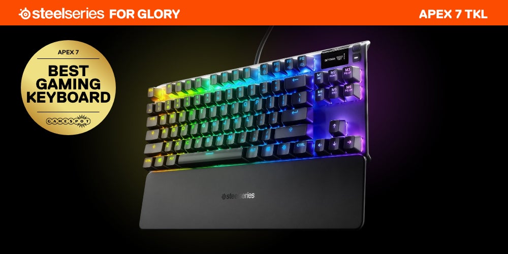 SteelSeries Apex 7 TKL Mechanical Gaming Keyboard, OLED Display, Red Switches, American QWERTY Layout