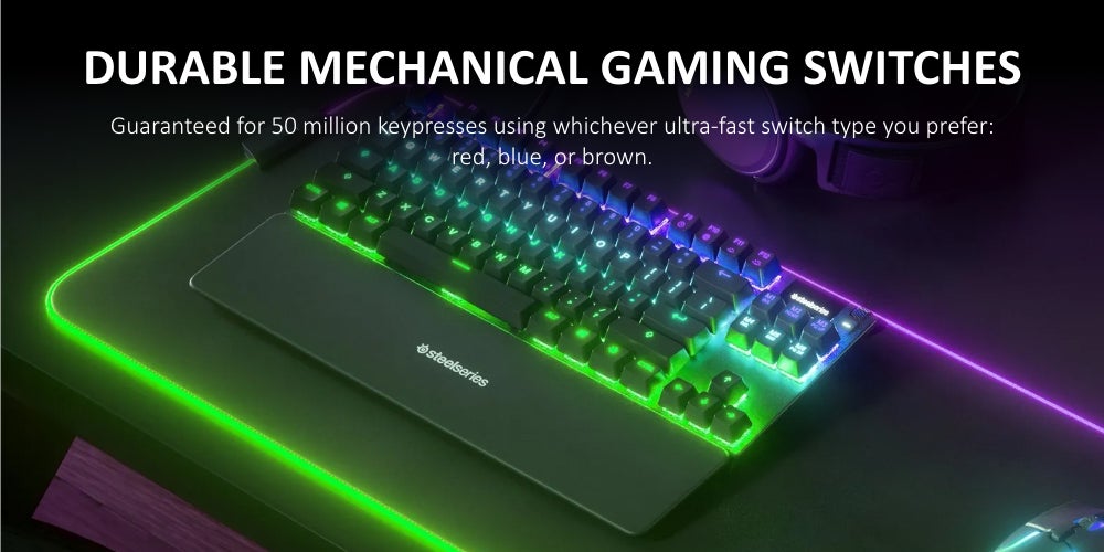 SteelSeries Apex 7 TKL Mechanical Gaming Keyboard, OLED Display, Red Switches, American QWERTY Layout