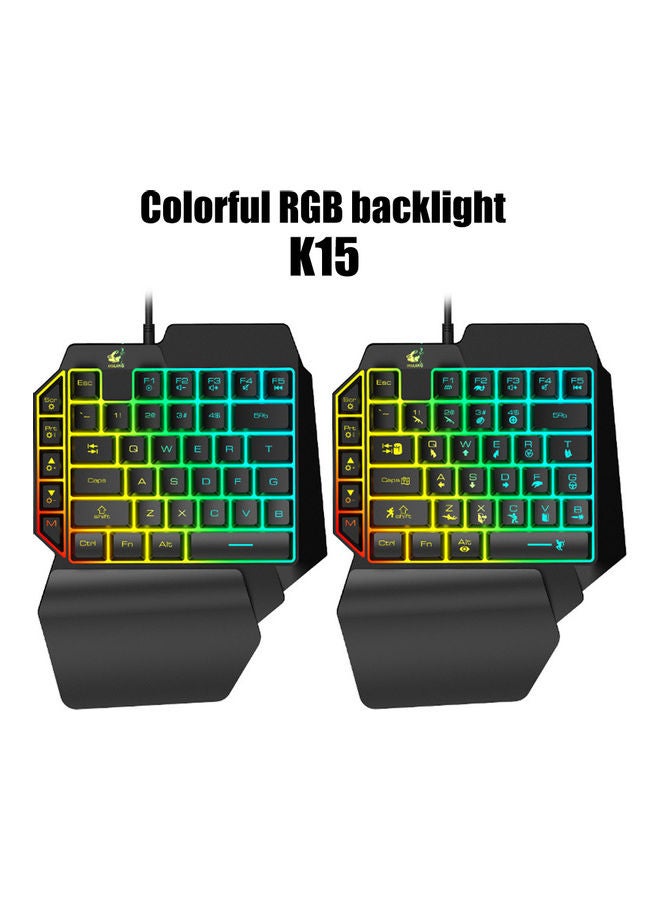 K15 Ergonomic Colorful RGB Backlit Robotic Single Hand Gaming Keyboard for PUBG - wired