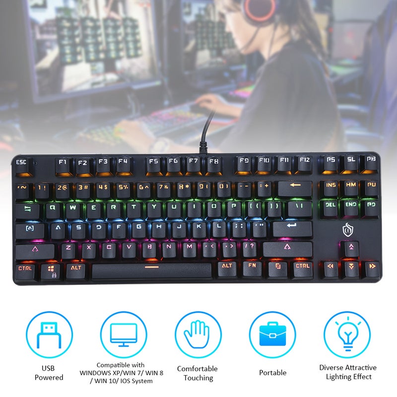 Illuminated USB Wired Powered Operated Diverse Lighting Effect Gaming Keyboard for Computer Laptop - English