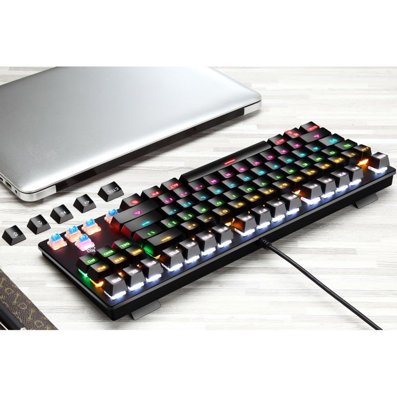 Illuminated USB Wired Powered Operated Diverse Lighting Effect Gaming Keyboard for Computer Laptop - English