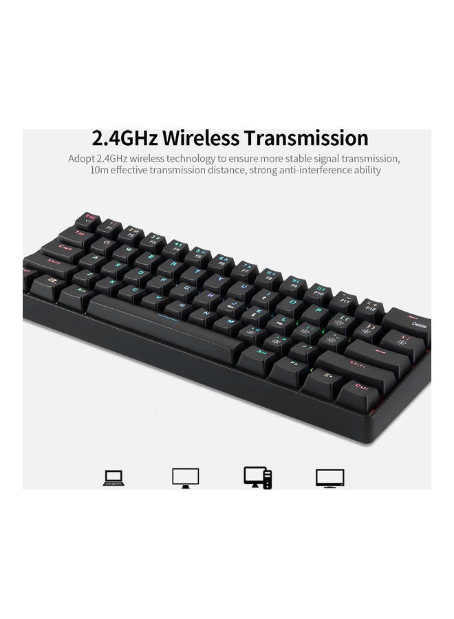61 Keys Usb Wired 2.4g Wireless Dual Mode Mechanical Keyboard With Rgb Effect Black