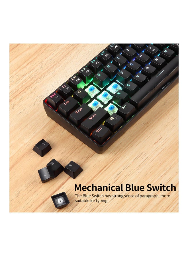 61 Keys Usb Wired 2.4g Wireless Dual Mode Mechanical Keyboard With Rgb Effect Black