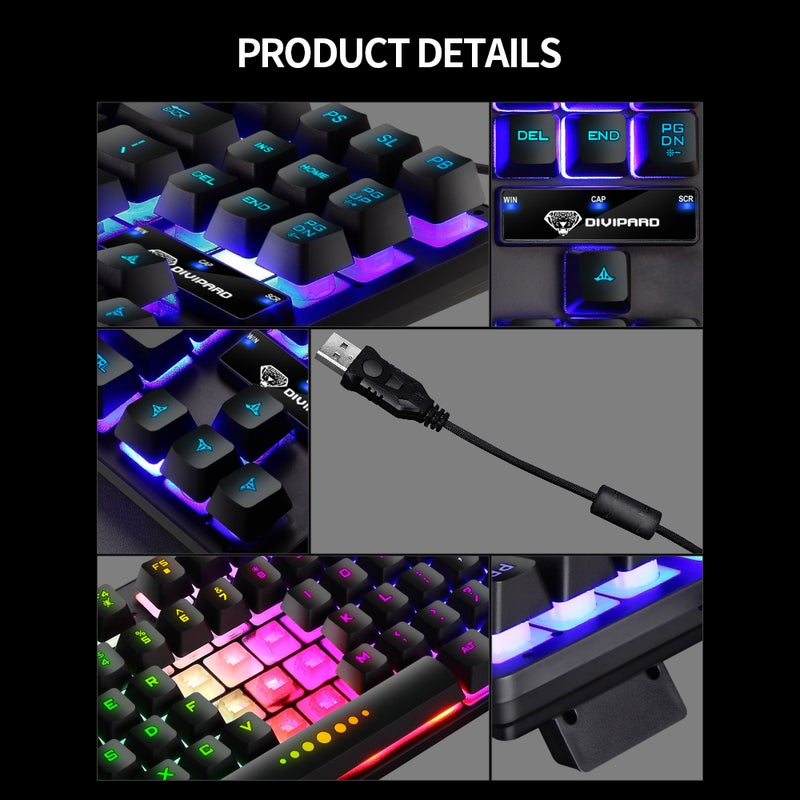 GK-10 USB Wired 87 Keys Ergonomic Gaming Keyboard