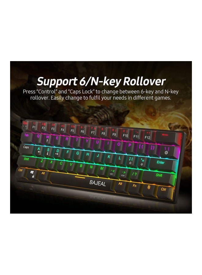 61-Key Compact Wired Mechanical Keyboard with LED Light Effect