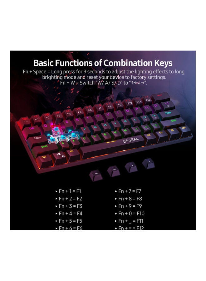 61-Key Compact Wired Mechanical Keyboard with LED Light Effect