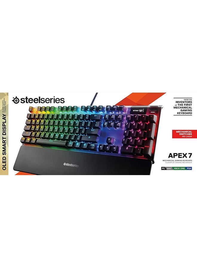 SteelSeries Apex 7 - Mechanical Gaming Keyboard - OLED Display - Red Switches - American (QWERTY) Layout