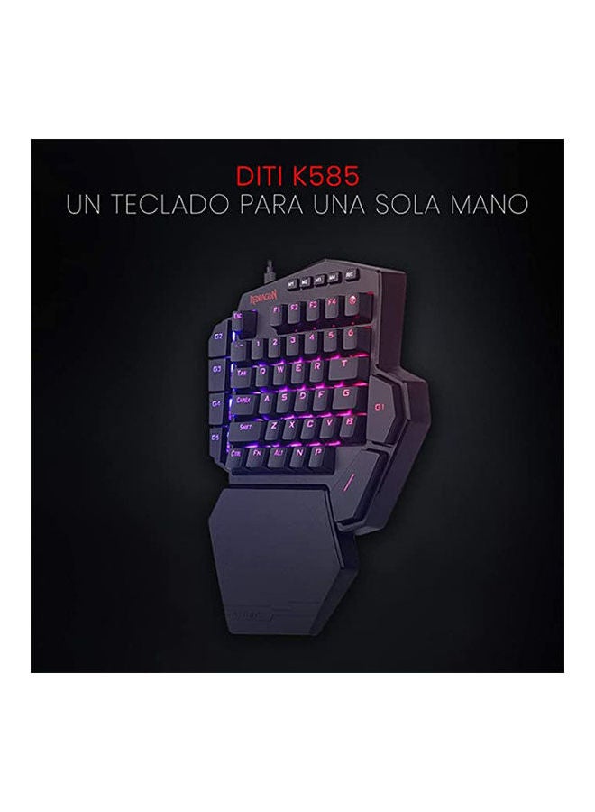 Redragon K585 DITI One-Handed RGB Mechanical Gaming Keyboard Blue Switches Type-C Professional Gaming Keypad with 7 Onboard Macro Keys Detachable Wrist Rest 42 Keys