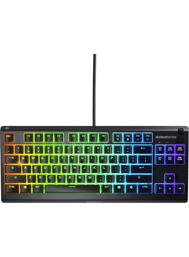 SteelSeries Apex 3 TKL - RGB Gaming Keyboard - Tenkeyless Compact Esports Form Factor - 8-Zone RGB Illumination - IP32 Water & Dust Resistant - American QWERTY Layout, Black