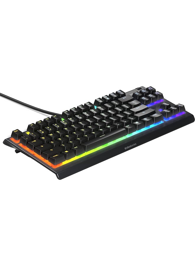 SteelSeries Apex 3 TKL - RGB Gaming Keyboard - Tenkeyless Compact Esports Form Factor - 8-Zone RGB Illumination - IP32 Water & Dust Resistant - American QWERTY Layout, Black