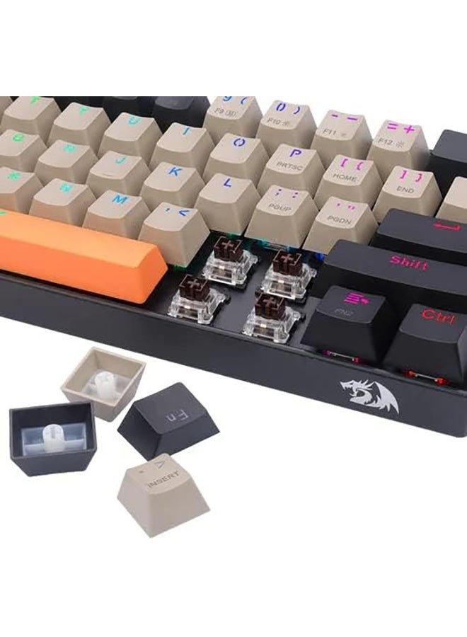 Redragon K530 DRACONIC RGB PRO 60% Wireless 2.4Ghz /Bluetooth/Wired 3-Mode 61 Keys Compact Mechanical Gaming Keyboard – Dust Proof Brown Switches (K530-OG&GY&BK-RGB-PRO)