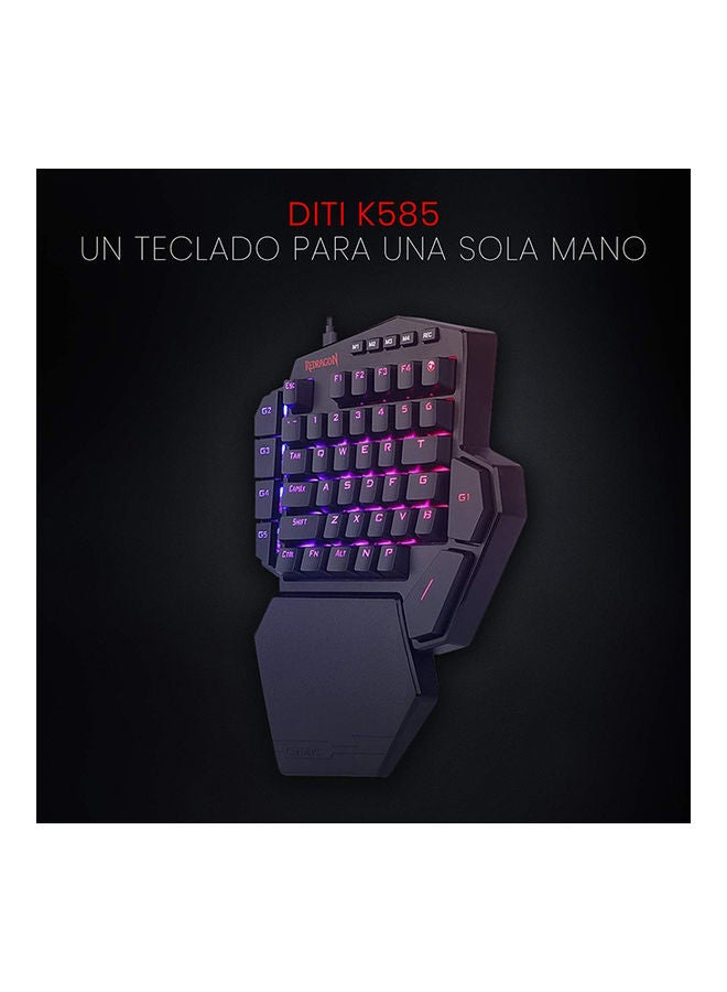 Redragon K585 DITI RGB One-Handed Mechanical Gaming Keyboard - Blue Switches - TypeC - 7 Onboard Macro Keys - Detachable Wrist Rest [42 Keys]