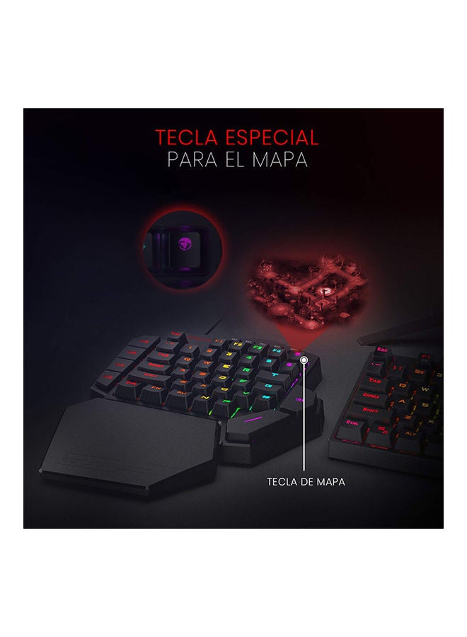 Redragon K585 DITI RGB One-Handed Mechanical Gaming Keyboard - Blue Switches - TypeC - 7 Onboard Macro Keys - Detachable Wrist Rest [42 Keys]