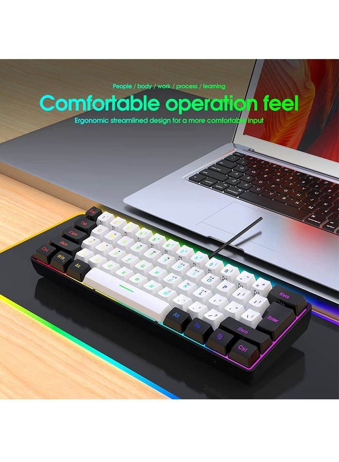 60% Wired Gaming Keyboard, RGB Backlit Ultra-Compact Mini Keyboard, Waterproof Small Compact 61 Keys Keyboard for PC/Mac Gamer, Typist, Travel, Easy to Carry on Business Trip