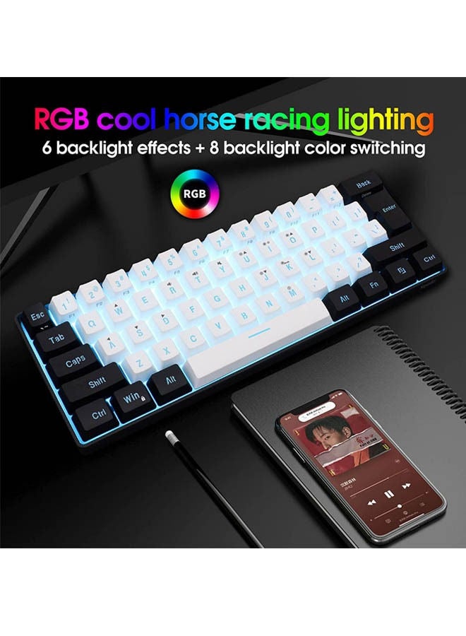 60% Wired Gaming Keyboard, RGB Backlit Ultra-Compact Mini Keyboard, Waterproof Small Compact 61 Keys Keyboard for PC/Mac Gamer, Typist, Travel, Easy to Carry on Business Trip