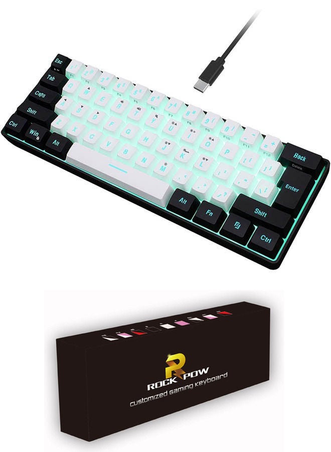 60% Wired Gaming Keyboard, RGB Backlit Ultra-Compact Mini Keyboard, Waterproof Small Compact 61 Keys Keyboard for PC/Mac Gamer, Typist, Travel, Easy to Carry on Business Trip