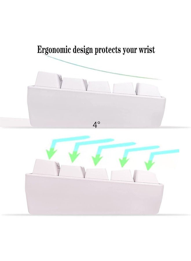 Rock Pow 60% Wired Gaming Keyboard, 61 Keys RGB Backlit Wrist Rest Ultra-Compact Mini Waterproof Keyboard for PC Computer Gamer White