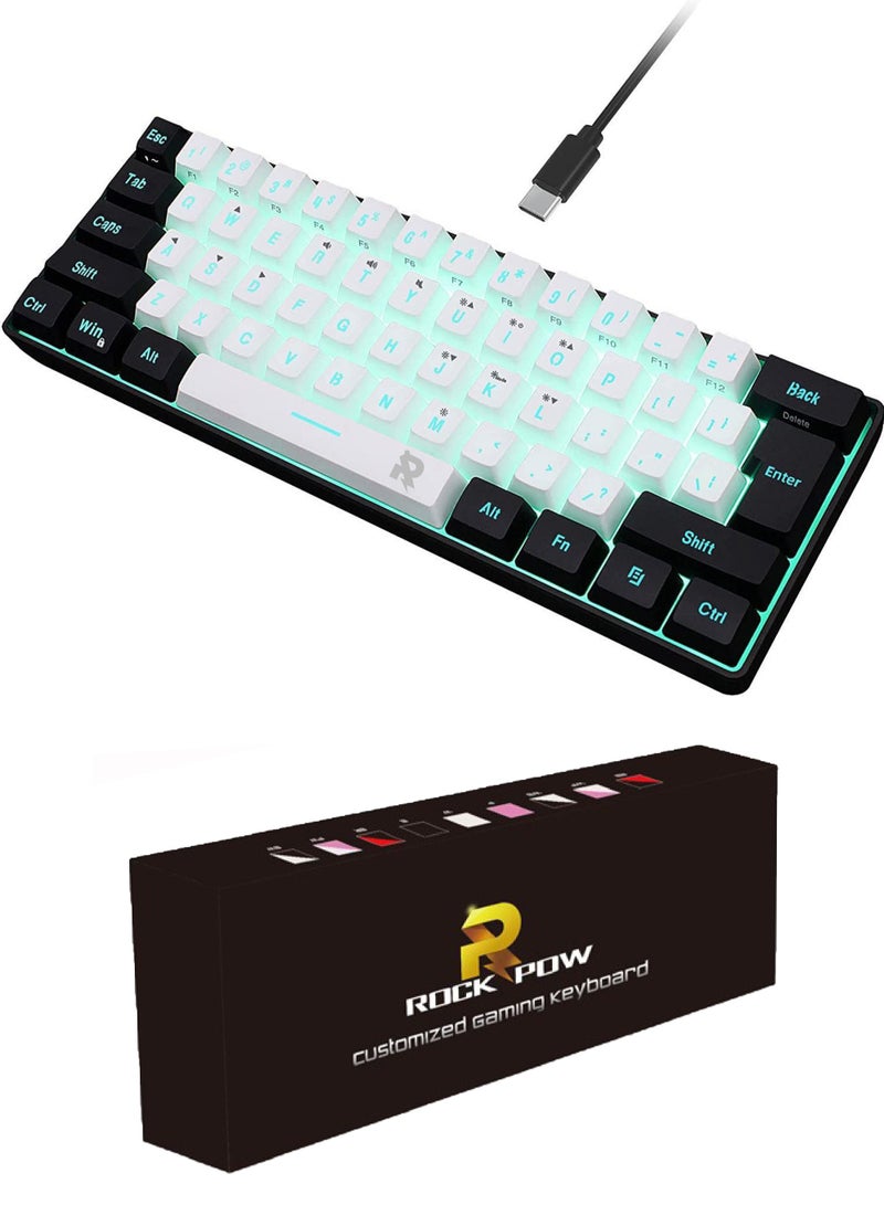 61 Keys RGB Gaming Keyboard 60% Mini Wired Waterproof for Gamer