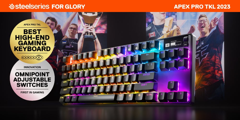 Apex Pro TKL - Tenkeyless Mechanical Gaming Keyboard with OmniPoint 2.0 Adjustable HyperMagnetic Switches (0.1mm to 4.0mm Actuation), 45cN Force, 0.7ms Response Time, 100 Million Keypress Lifetime, Aircraft Grade Aluminum Frame, RGB Illumination, N-Key Rollover, Anti-Ghosting, Windows/Mac/Console Compatibility, SteelSeries Engine 3.15+ Software Black | 64856