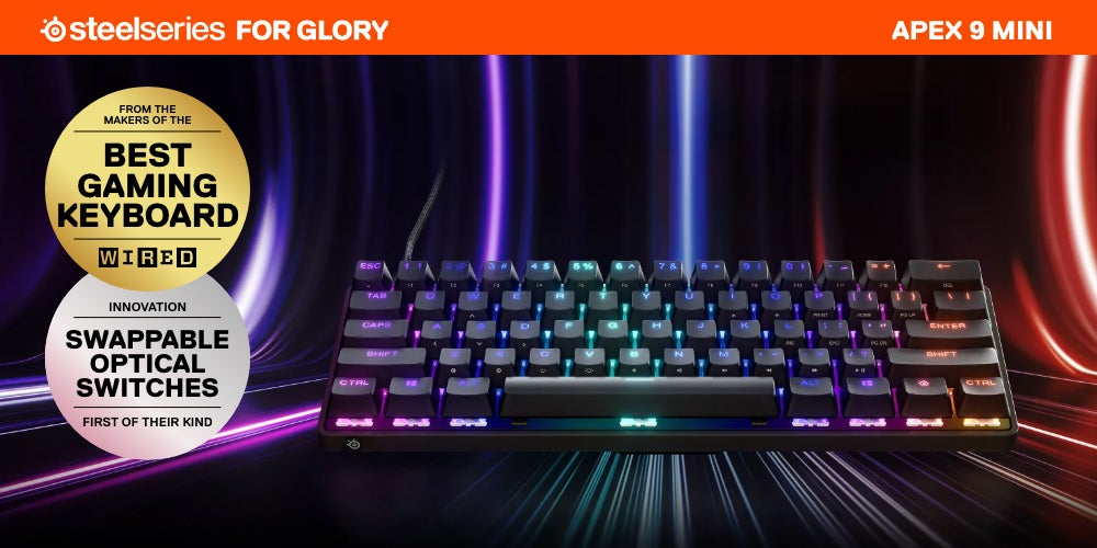 Apex 9 Mini - Mechanical Gaming Keyboard US Layout 60% Compact Design Optical Switches RGB Customization Aluminum Alloy Frame Double Shot Pbt Keycap, Black