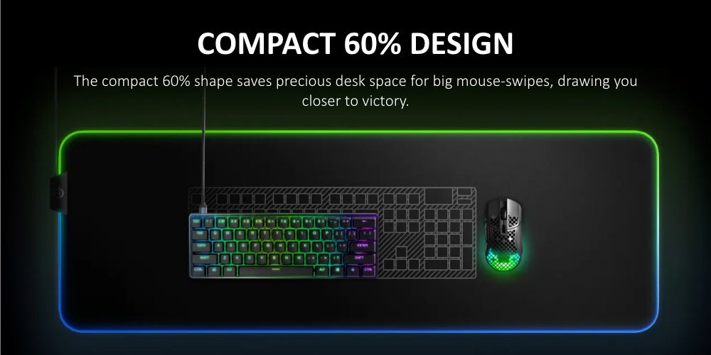 Apex 9 Mini - Mechanical Gaming Keyboard US Layout 60% Compact Design Optical Switches RGB Customization Aluminum Alloy Frame Double Shot Pbt Keycap, Black