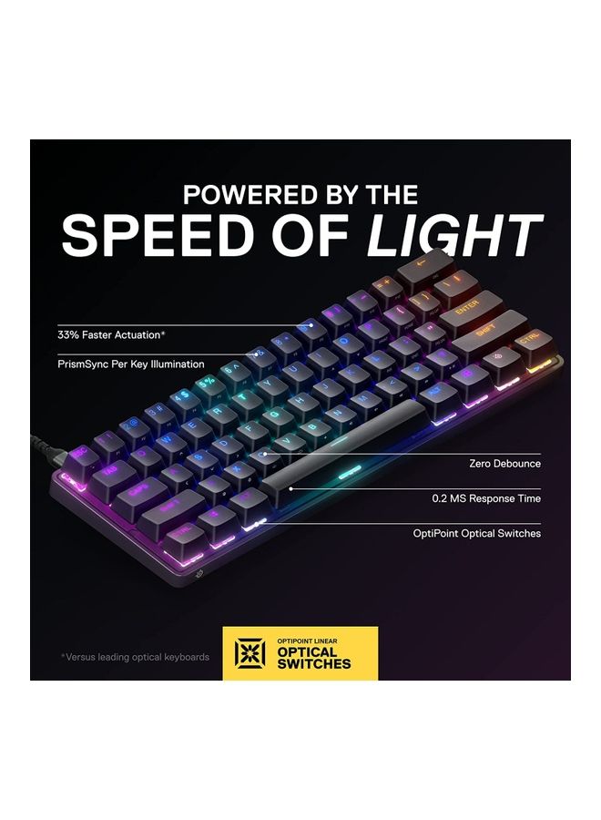 Apex 9 Mini - Mechanical Gaming Keyboard US Layout 60% Compact Design Optical Switches RGB Customization Aluminum Alloy Frame Double Shot Pbt Keycap, Black