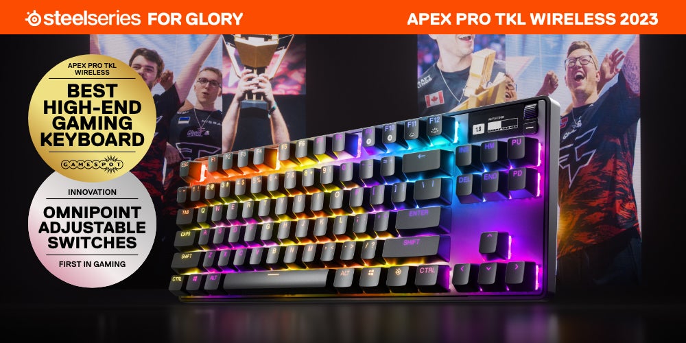 Apex Pro TKL Wireless Mechanical Keyboard (2023) - OmniPoint 2.0 Adjustable HyperMagnetic Switches, 40-Level Per-Key Actuation, 0.7ms Response Time, RGB Backlighting, OLED Smart Display, 2.4GHz & Bluetooth Wireless, USB-C, Full Key Programmability, English Layout, Black | 64865