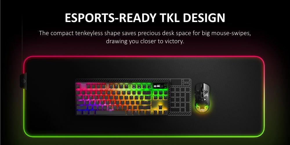 Apex Pro TKL Wireless Mechanical Keyboard (2023) - OmniPoint 2.0 Adjustable HyperMagnetic Switches, 40-Level Per-Key Actuation, 0.7ms Response Time, RGB Backlighting, OLED Smart Display, 2.4GHz & Bluetooth Wireless, USB-C, Full Key Programmability, English Layout, Black | 64865