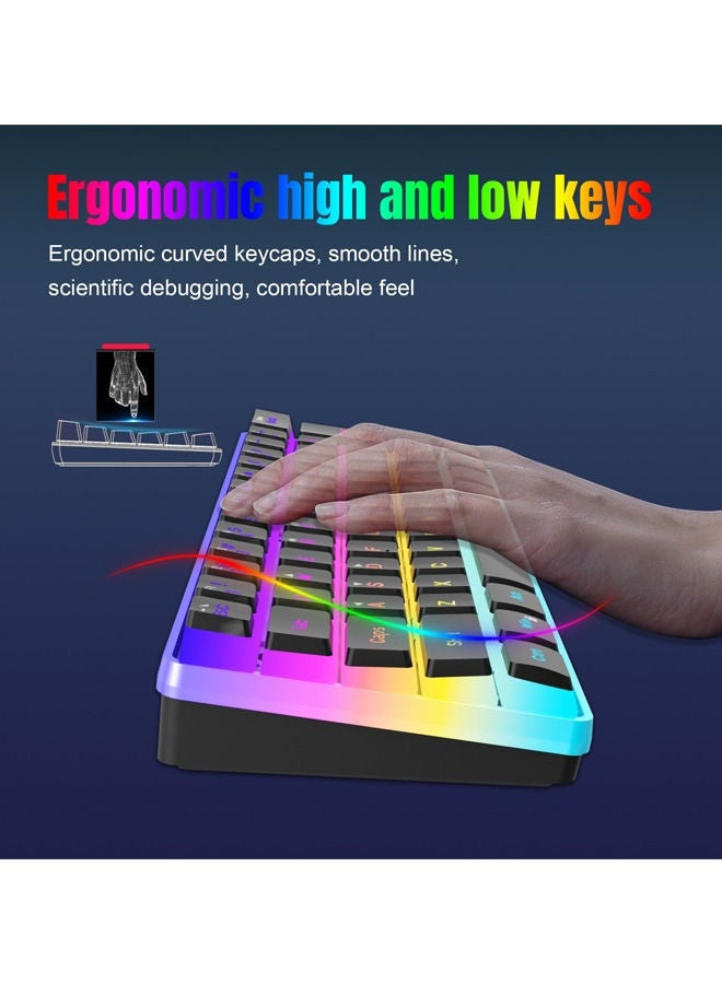 Rock Pow 60% swap Mechanical Feeling Gaming Keyboard with PBT Pudding Keycaps, RGB Backlit Wired USB Optical Switches Keyboards Full Keys Programmable for Windows MAC PC Gamers Gateron