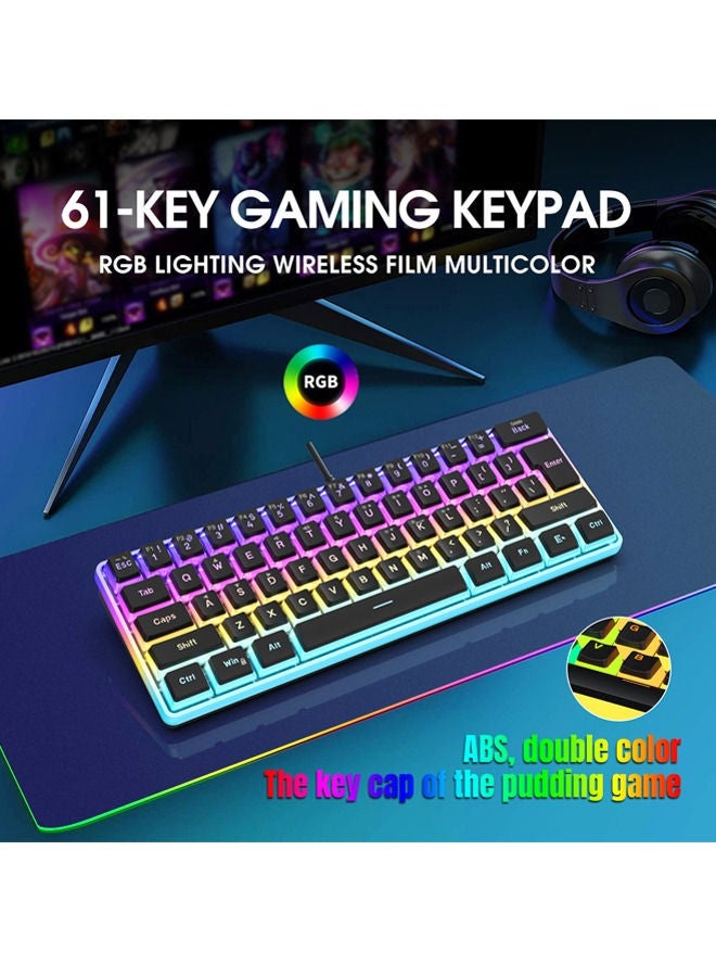 Rock Pow 60% swap Mechanical Feeling Gaming Keyboard with PBT Pudding Keycaps, RGB Backlit Wired USB Optical Switches Keyboards Full Keys Programmable for Windows MAC PC Gamers Gateron