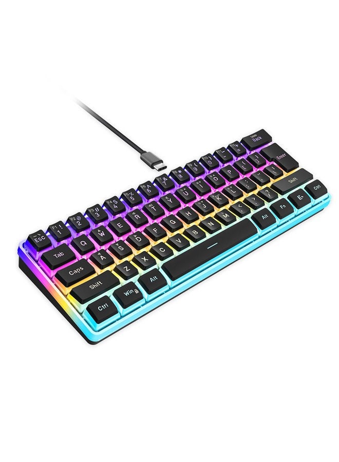 Rock Pow 60% swap Mechanical Feeling Gaming Keyboard with PBT Pudding Keycaps, RGB Backlit Wired USB Optical Switches Keyboards Full Keys Programmable for Windows MAC PC Gamers Gateron