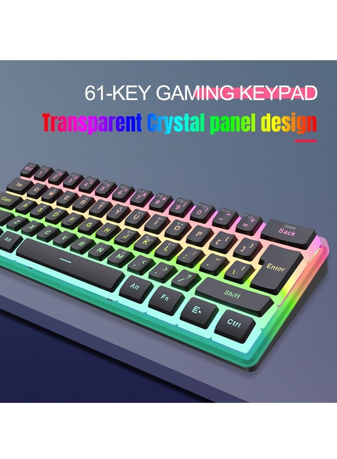 Rock Pow 60% swap Mechanical Feeling Gaming Keyboard with PBT Pudding Keycaps, RGB Backlit Wired USB Optical Switches Keyboards Full Keys Programmable for Windows MAC PC Gamers Gateron