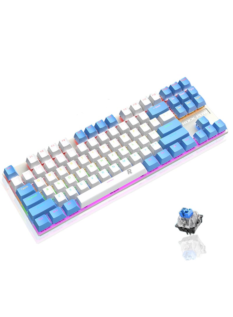 87 Keys Mechanical Gaming Keyboard USB Wired Keyboard Ergonomic Computer Keyboard with RGB LED Backlit Anti-ghosting Splash-Proof Ideal for PC/Mac