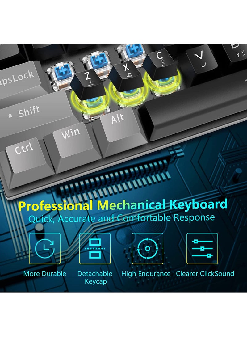 87 Keys Mechanical Gaming Keyboard USB Wired Keyboard Ergonomic Computer Keyboard with RGB LED Backlit Anti-ghosting Splash-Proof Ideal for PC/Mac