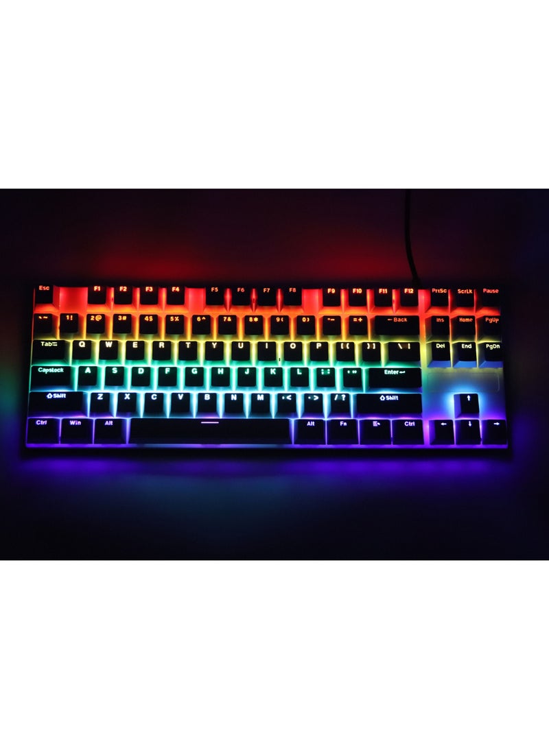 87 Keys Mechanical Gaming Keyboard USB Wired Keyboard Ergonomic Computer Keyboard with RGB LED Backlit Anti-ghosting Splash-Proof Ideal for PC/Mac