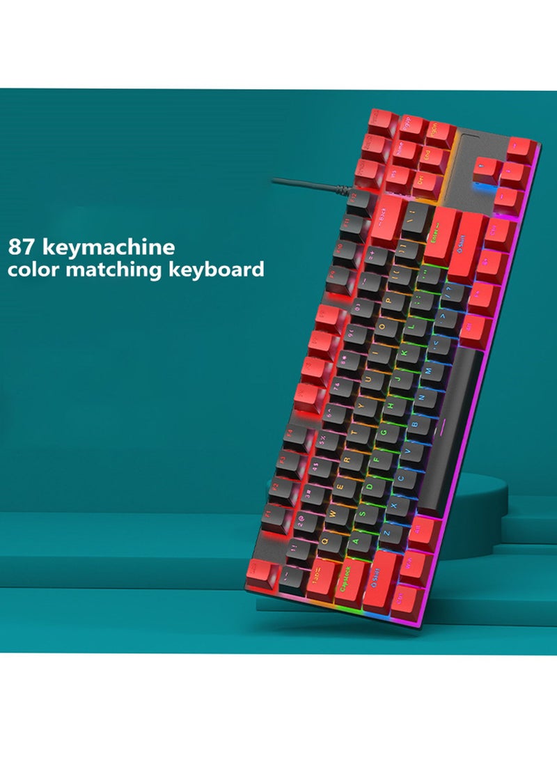 87 Keys Mechan87 Keys Mechanical Gaming Keyboard USB Wired Keyboard Ergonomic Computer Keyboard with RGB LED Backlit Anti-ghosting Splash-Proof Ideal for PC/Macical Gaming Keyboard USB Wired Keyboard