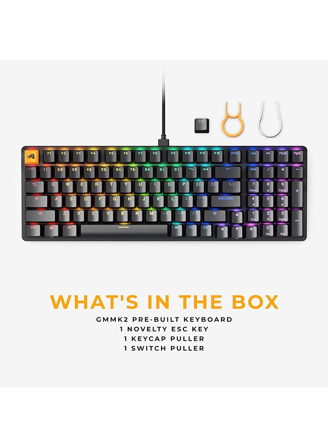 Glorious GMMK 2 96% Arabic & English RGB Gaming -TKL Hot Swappable Mechanical Keyboard, Linear Switches, Wired, TKL Gaming & Full-size - Black RGB Keyboard