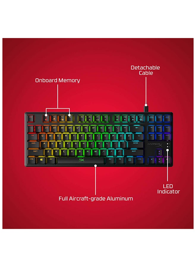 Alloy Origins PBT Hx Gaming Keyboard, Durable PBT Keycaps, Full-Size Design, 100% Anti-Ghosting, Radiant RGB Lighting, Red Linear Switch, ENG Layout, USB 2.0, Black | 639N3AA#A2N