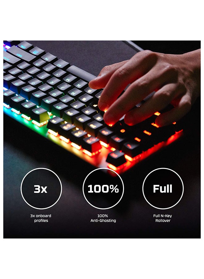 Alloy Origins PBT Hx Gaming Keyboard, Durable PBT Keycaps, Full-Size Design, 100% Anti-Ghosting, Radiant RGB Lighting, Red Linear Switch, ENG Layout, USB 2.0, Black | 639N3AA#A2N