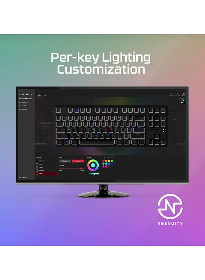 Alloy Origins PBT Hx Gaming Keyboard, Durable PBT Keycaps, Full-Size Design, 100% Anti-Ghosting, Radiant RGB Lighting, Red Linear Switch, ENG Layout, USB 2.0, Black | 639N3AA#A2N