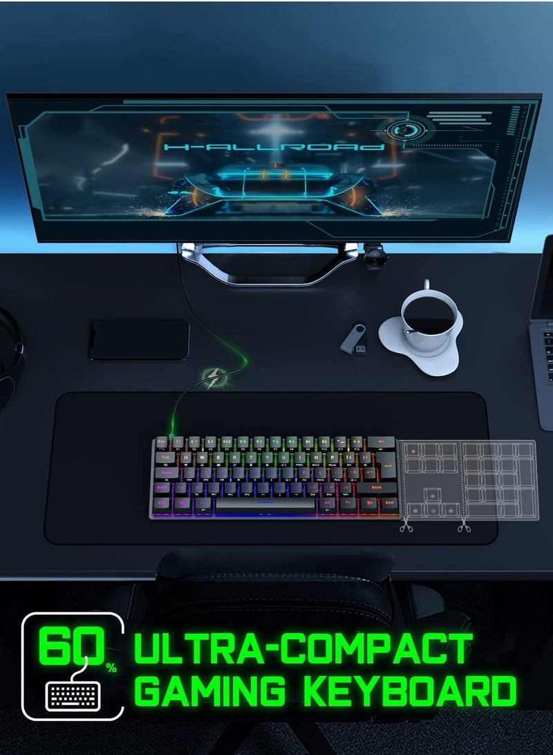 RGB Mechanical Gaming Keyboard，61 Keys USB Ergonomic Keyboard with 9 Colors RGB Adjustable Backlights Compatible with All PC, Computer, Laptop， Gaming Grade Anti Ghosting