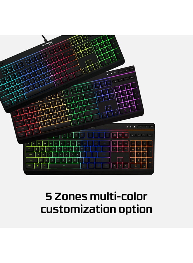 Alloy Core RGB - Gaming Keyboard, Membrane Switch, 5 Zones Multi-Color Customization, 6 LED Modes & 3 Brightness Levels, 1000Hz, Multi-Key Anti-Ghosting ,Acceleration, Game Mode |  4P4F5AA#ABA