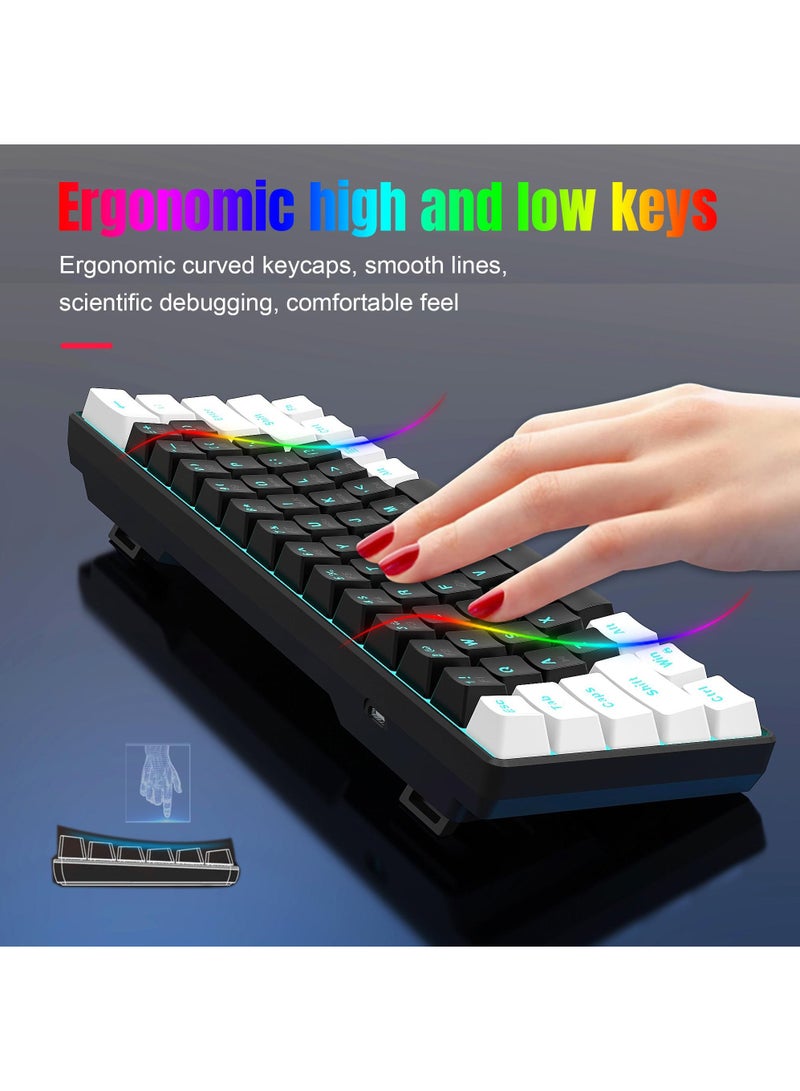 61 keys Wired 60% Mechanical Gaming Keyboard Blue Switch Full Anti-ghosting Portable Mini Keyboard for Windows Laptop PC Mac