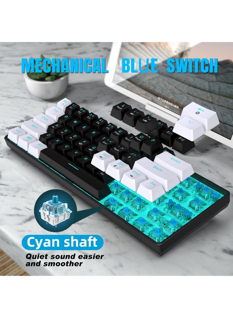 61 keys Wired 60% Mechanical Gaming Keyboard Blue Switch Full Anti-ghosting Portable Mini Keyboard for Windows Laptop PC Mac