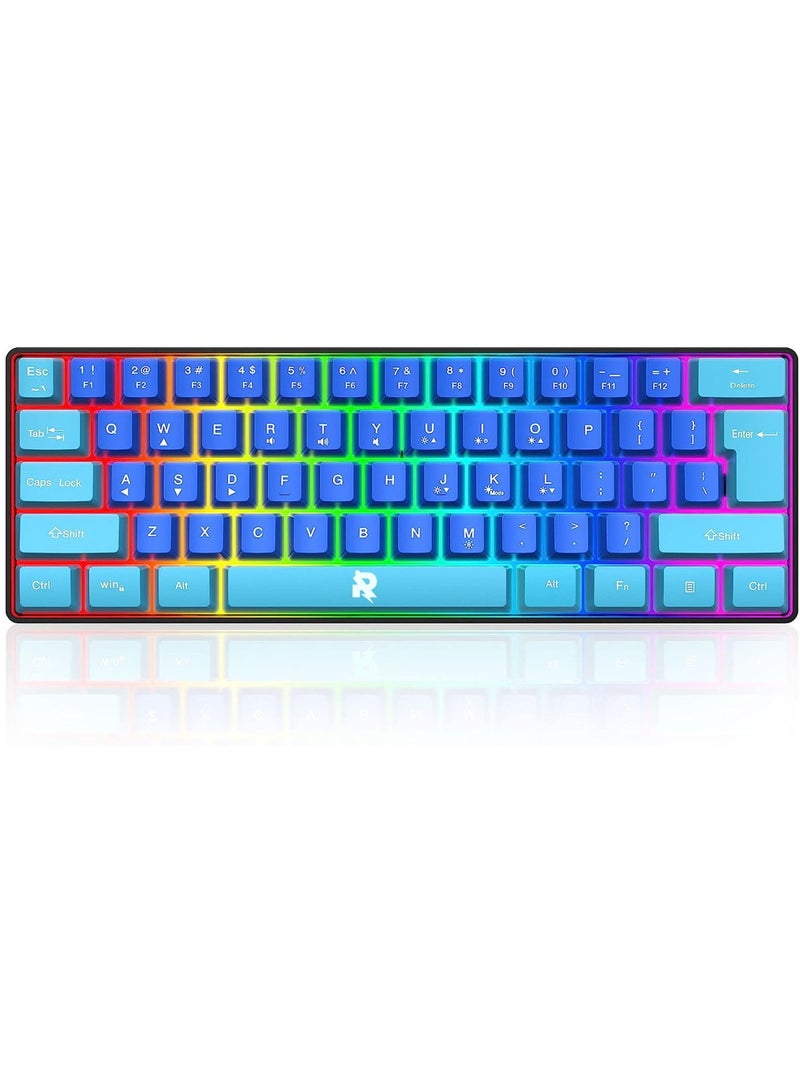 60% Wired Gaming Keyboard RGB Ultra-Compact Mini Keyboard Waterproof Mechanical Feeling Small Keyboard for PC/Mac Gamer Typist Travel Easy to Carry on Business Trip