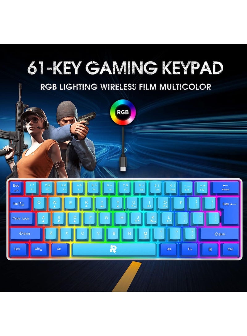 60% Wired Gaming Keyboard RGB Ultra-Compact Mini Keyboard Waterproof Mechanical Feeling Small Keyboard for PC/Mac Gamer Typist Travel, Easy to Carry on Business Trip