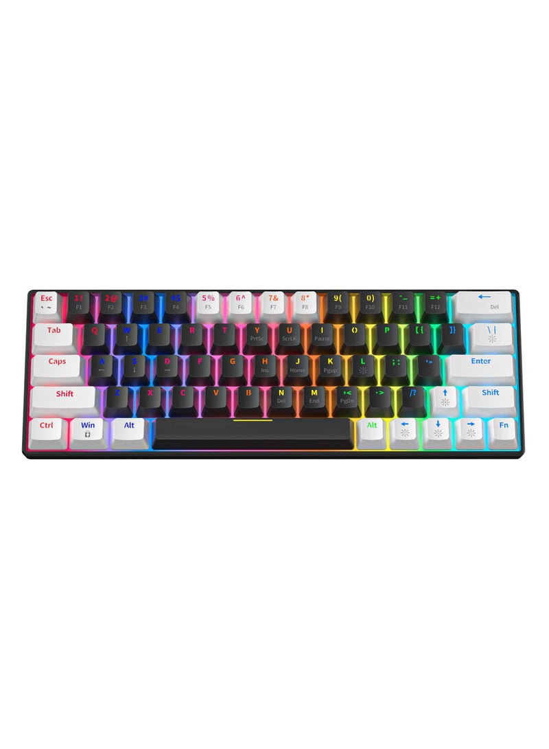 60% Wired Mechanical Gaming Keyboard RGB Backlit Ultra-Compact Mini Keyboard Waterproof Mini Compact 63 Keys Keyboard for PC/Mac Gamer Typist Travel Easy to Carry on Business Trip